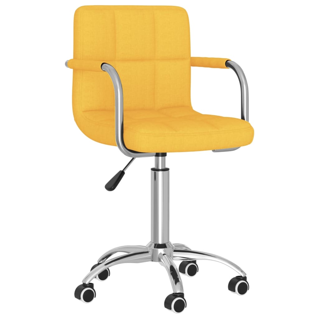 Chaise de salle à manger pivotante en tissu jaune moutarde