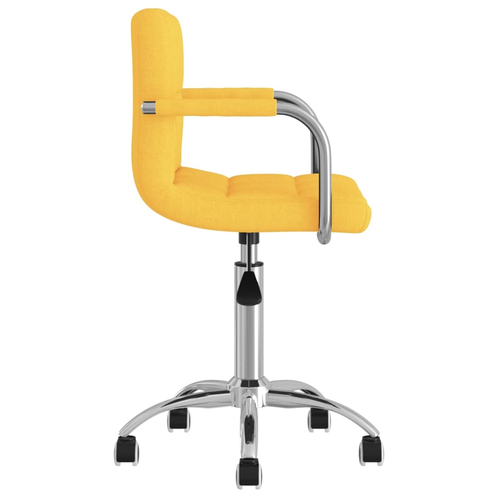 Chaise de salle à manger pivotante en tissu jaune moutarde