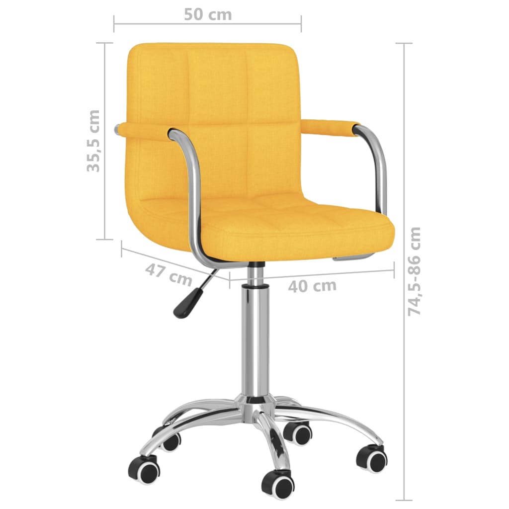 Chaise de salle à manger pivotante en tissu jaune moutarde