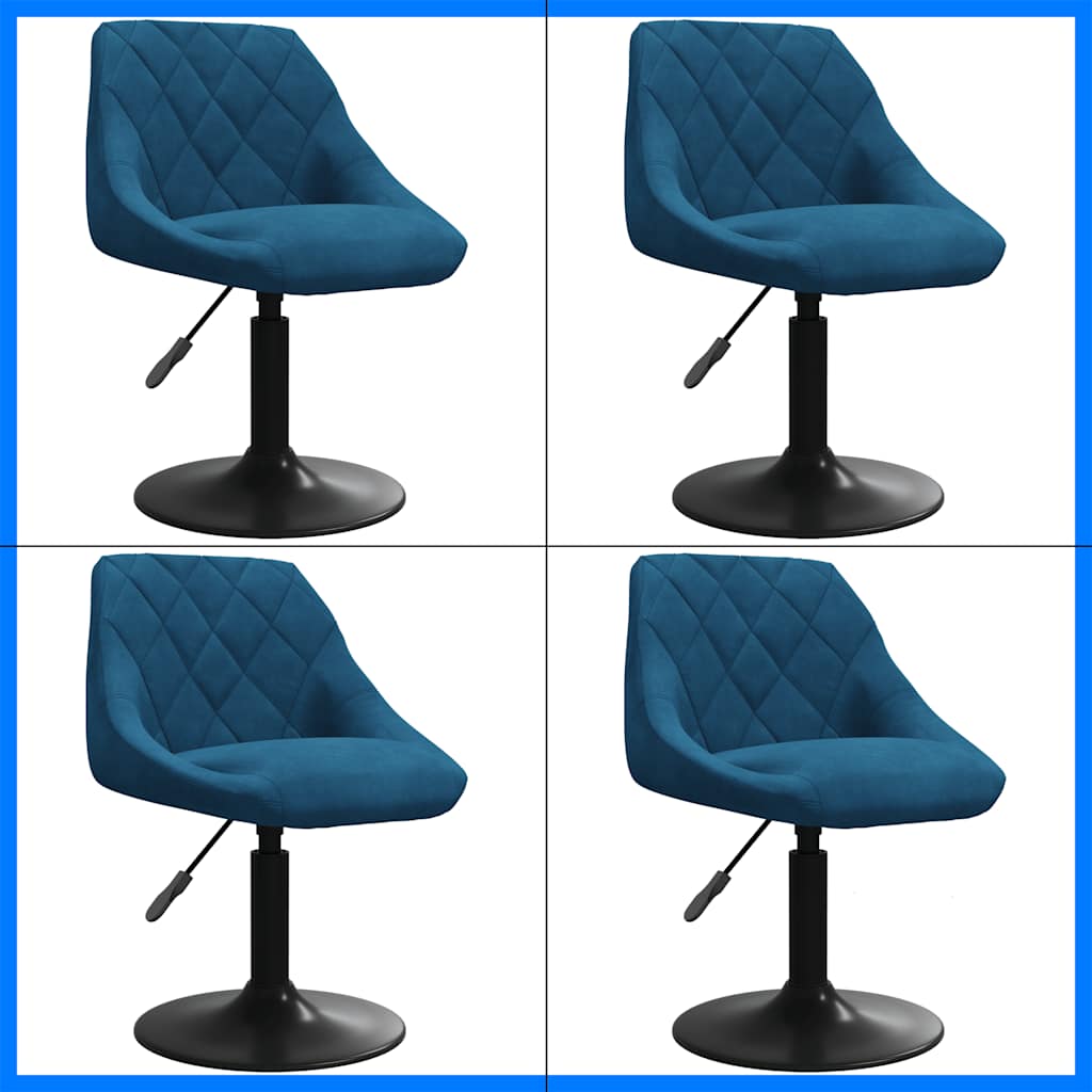 Esszimmerstühle 4 Stk. Drehbar Blau Samt