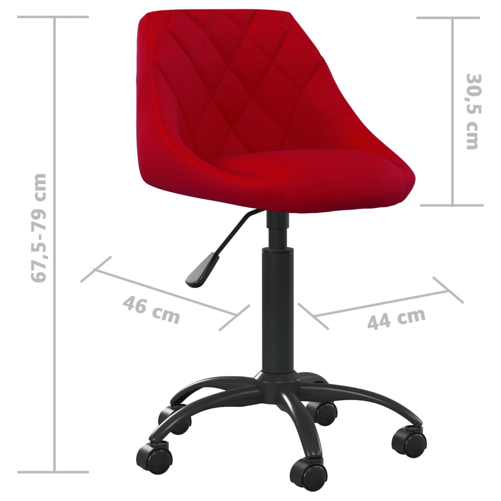 Chaise de bureau en velours rouge vin