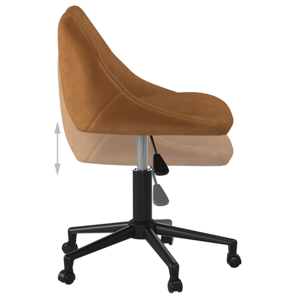 Chaise de salle à manger pivotante en velours marron