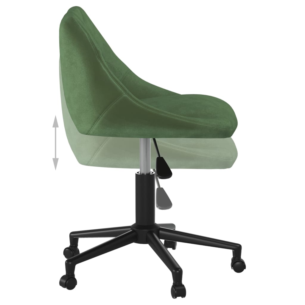 Chaise de salle à manger pivotante en velours vert foncé