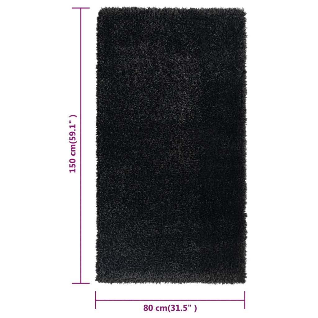 Shaggy-Teppich Hochflor Schwarz 80x150 cm 50 mm