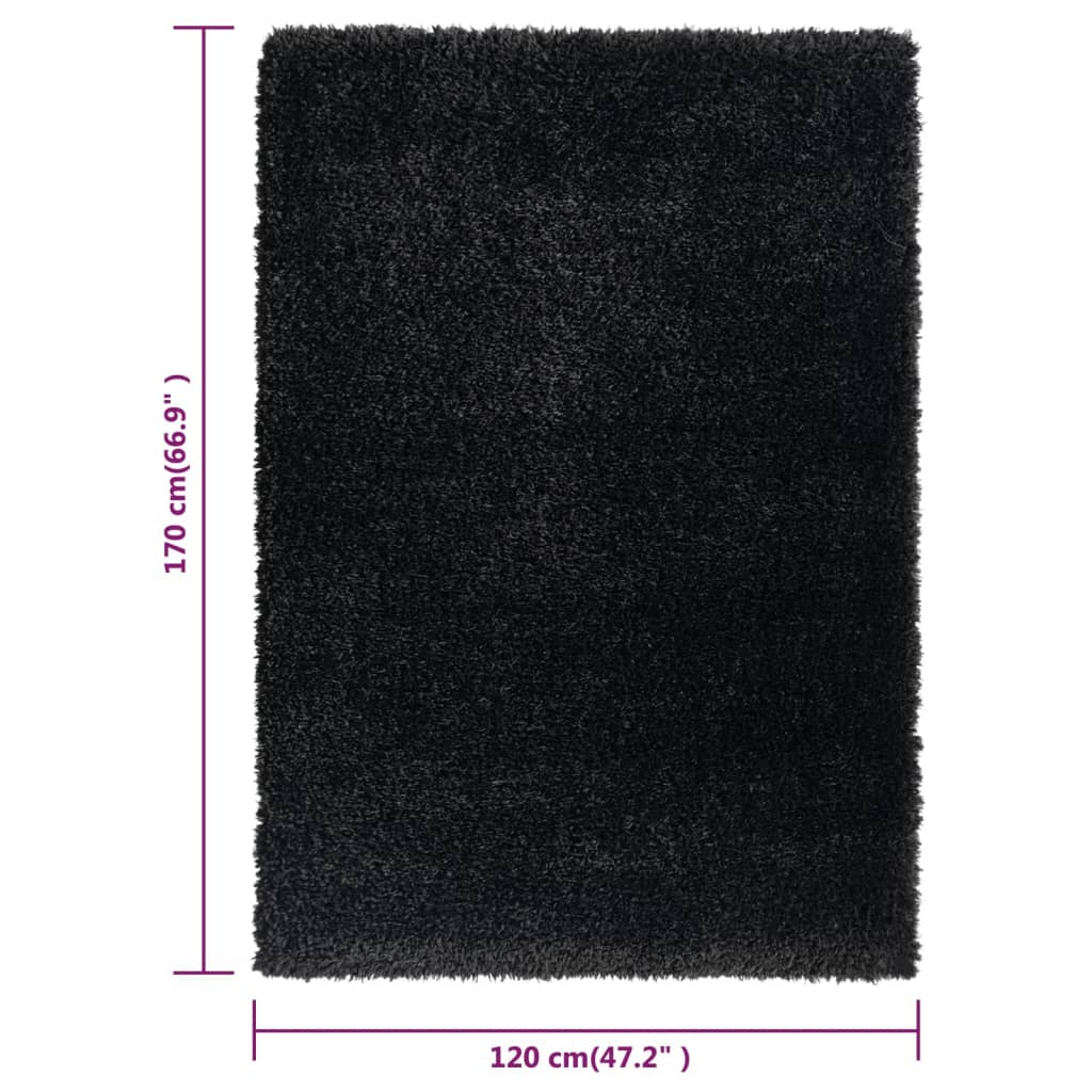 Shaggy-Teppich Hochflor Schwarz 120x170 cm 50 mm