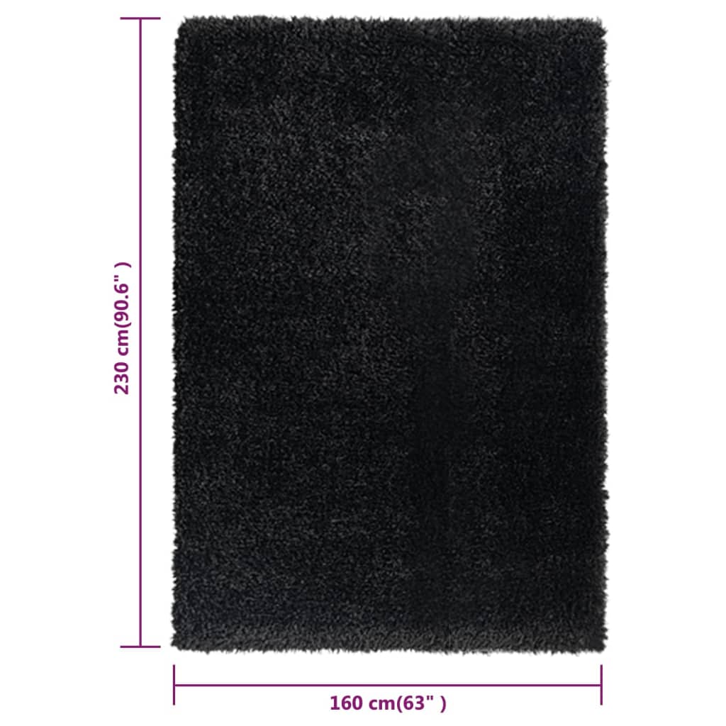Shaggy-Teppich Hochflor Schwarz 160x230 cm 50 mm