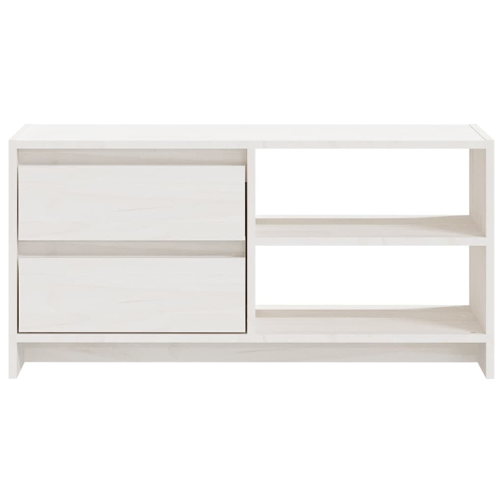 Meuble TV blanc 80x31x39 cm en bois de pin massif