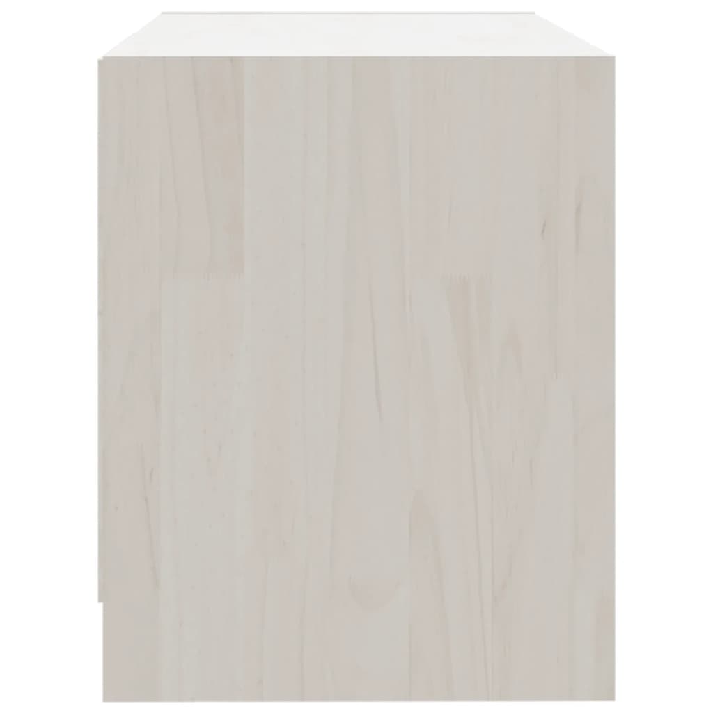 Meuble TV blanc 80x31x39 cm en bois de pin massif