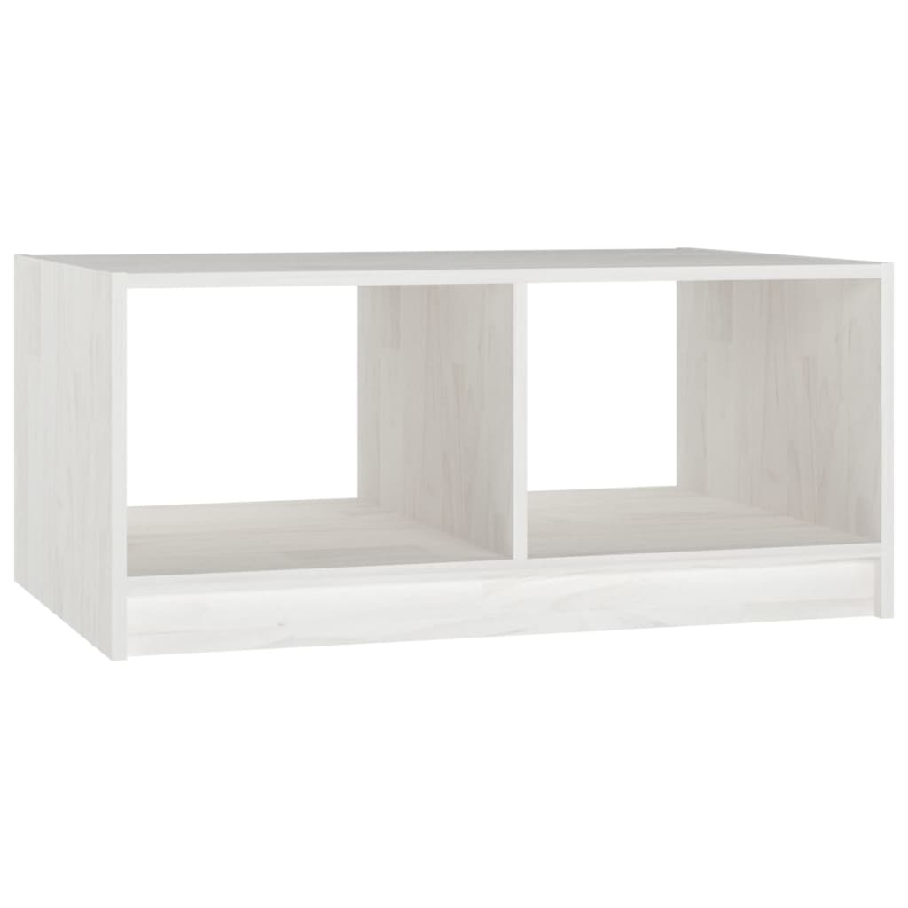 Table basse blanche 75x50x33,5 cm en bois de pin massif