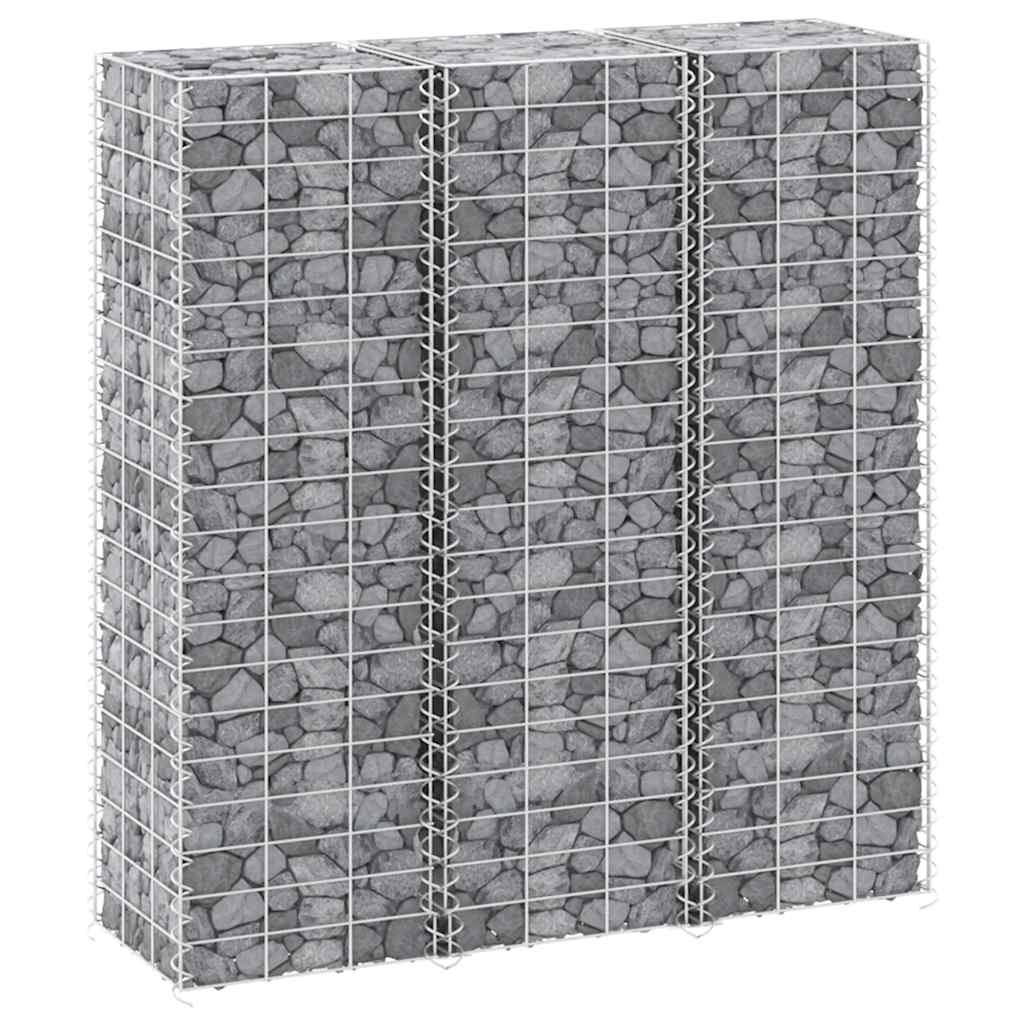 Gabionen-Hochbeete 3 Stk. 30x30x100 cm Eisen