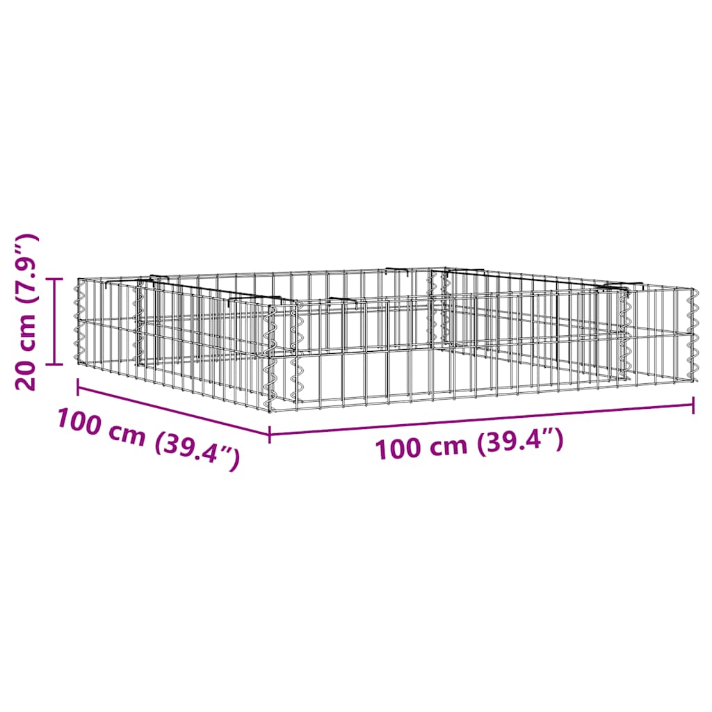 Gabionen-Hochbeet Verzinkter Stahl 100x100x20 cm