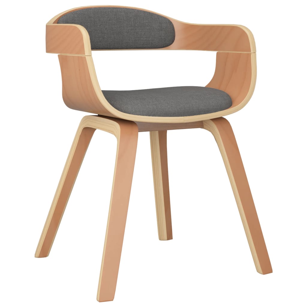 Chaises de salle à manger, lot de 2, en bois courbé gris clair et tissu