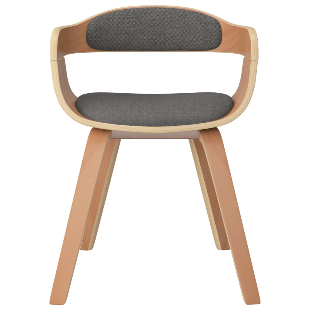 Chaises de salle à manger, lot de 2, en bois courbé gris clair et tissu