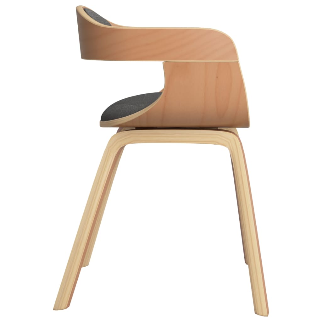 Chaises de salle à manger, lot de 2, en bois courbé gris clair et tissu