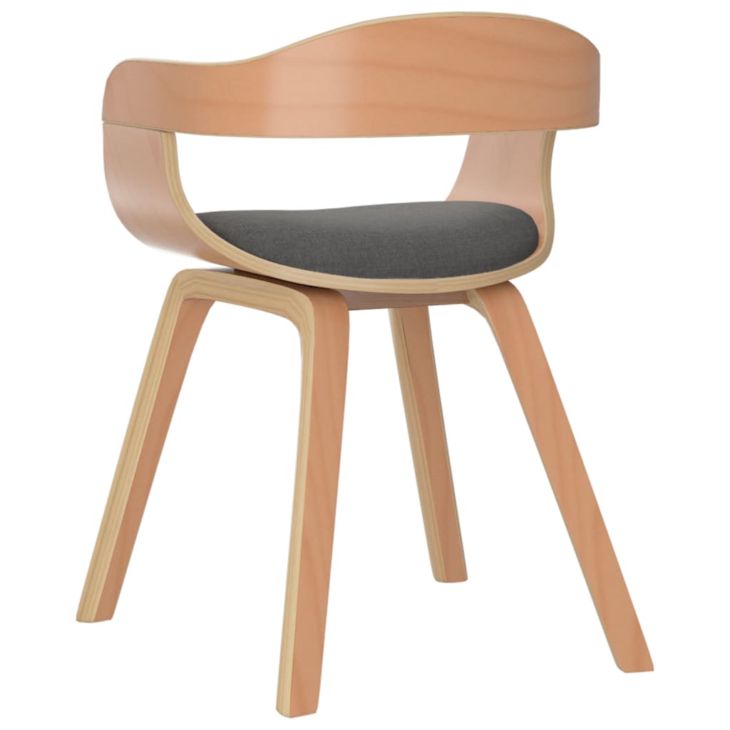 Chaises de salle à manger, lot de 2, en bois courbé gris clair et tissu