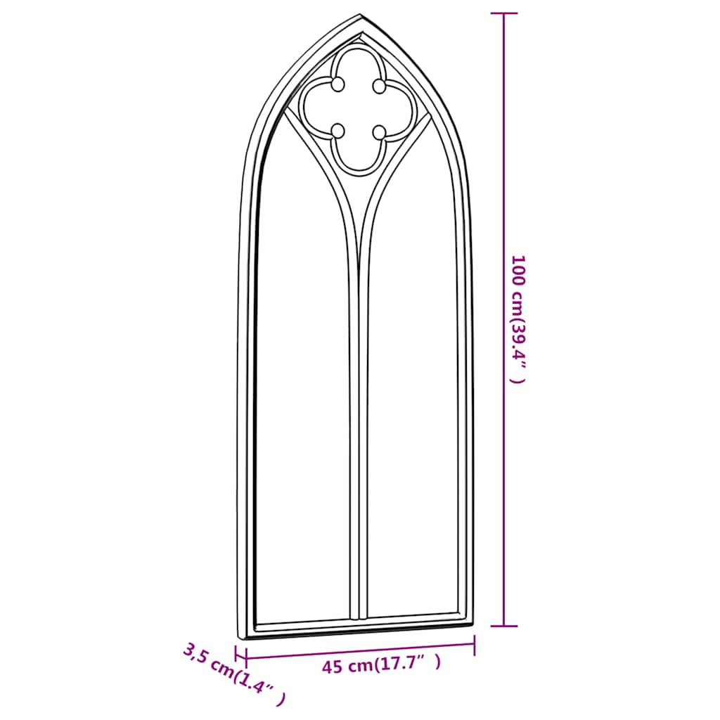 Gartenspiegel Schwarz 100x45 cm Eisen