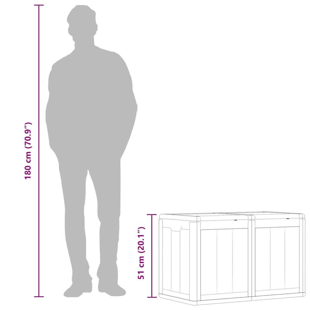 Garten-Aufbewahrungsbox 180 L Grau PP-Holzoptik