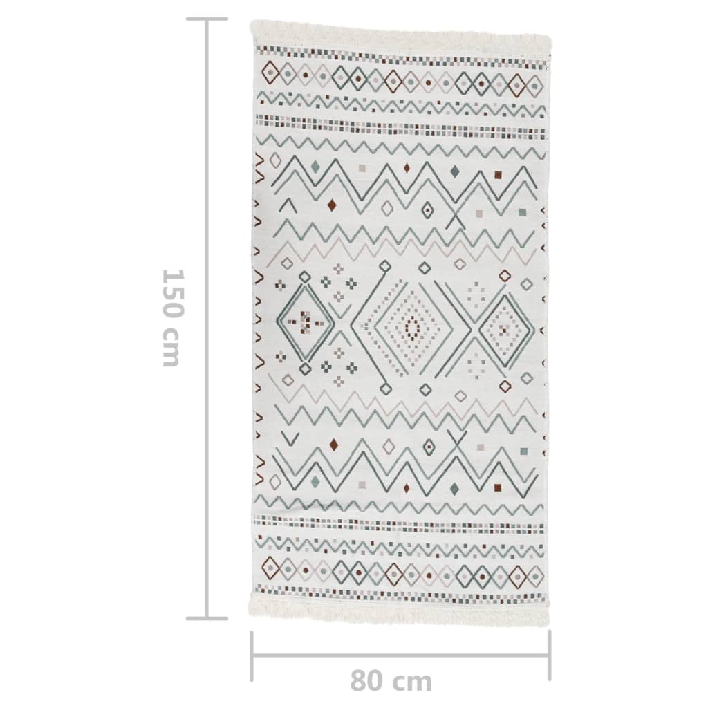 Teppich Beige und Blau 80x150 cm Baumwolle