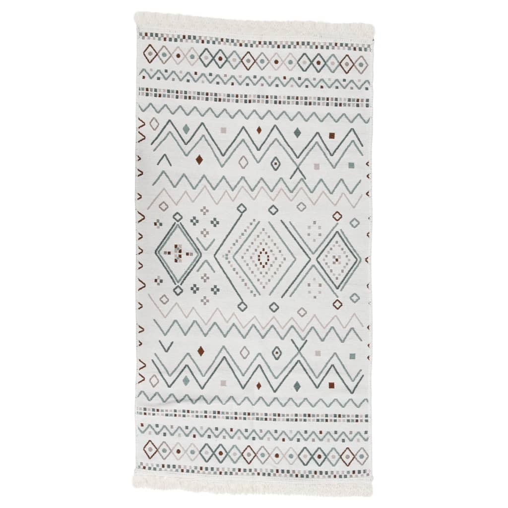 Teppich Beige und Blau 80x300 cm Baumwolle