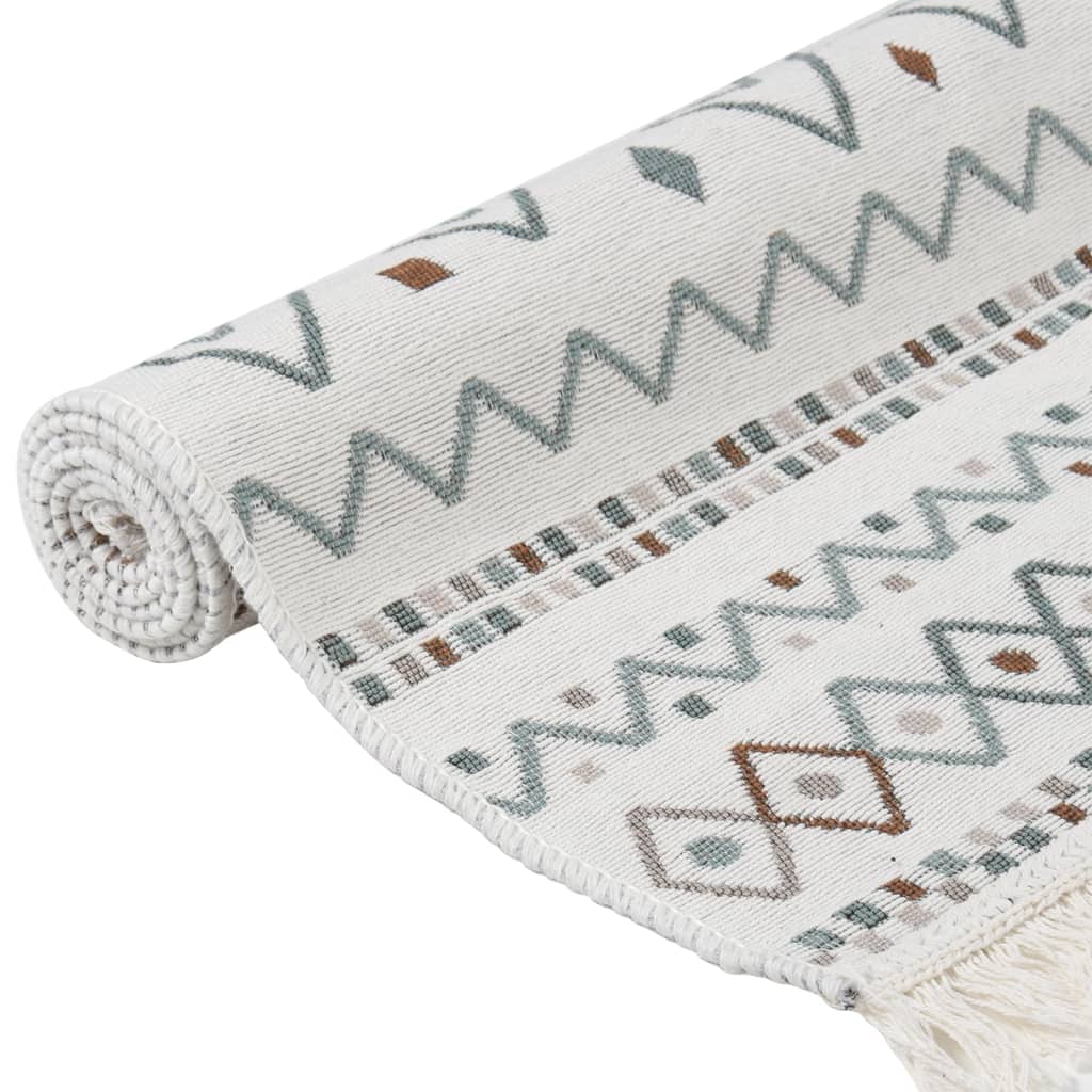 Teppich Beige und Blau 80x300 cm Baumwolle