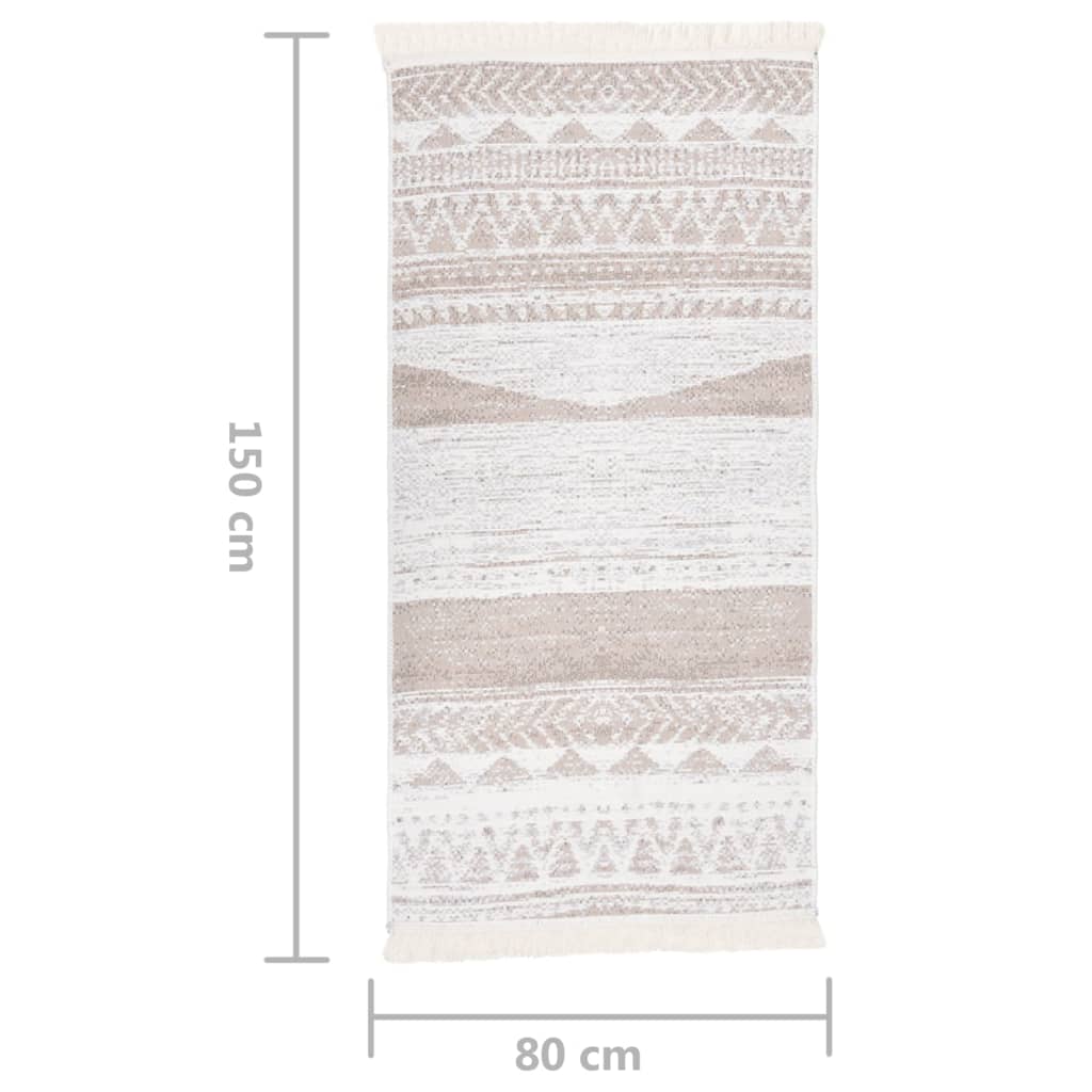 Teppich Beige 80x150 cm Baumwolle