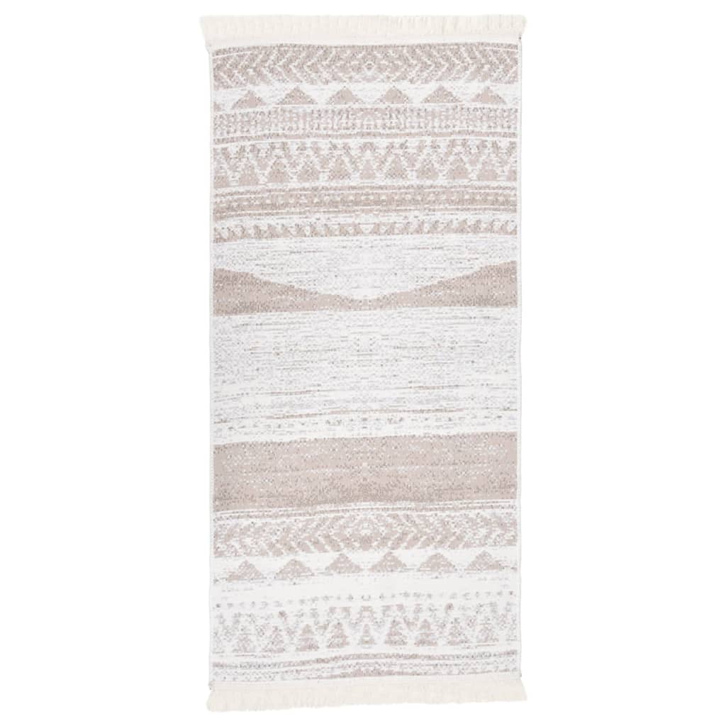Teppich Beige 100x200 cm Baumwolle