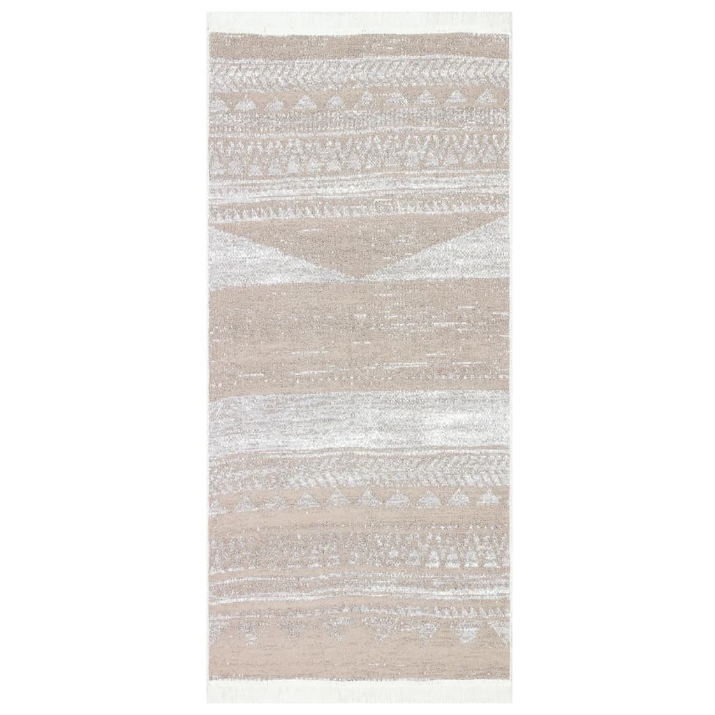 Teppich Beige 100x200 cm Baumwolle
