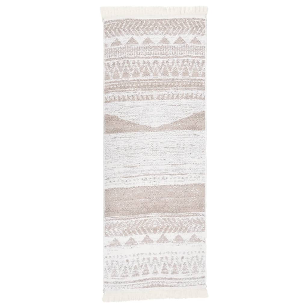 Teppich Beige 100x300 cm Baumwolle