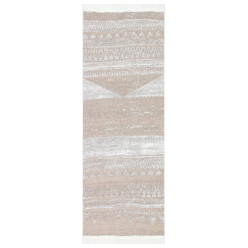 Teppich Beige 100x300 cm Baumwolle