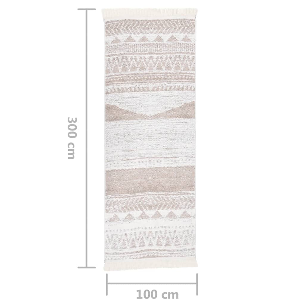 Teppich Beige 100x300 cm Baumwolle