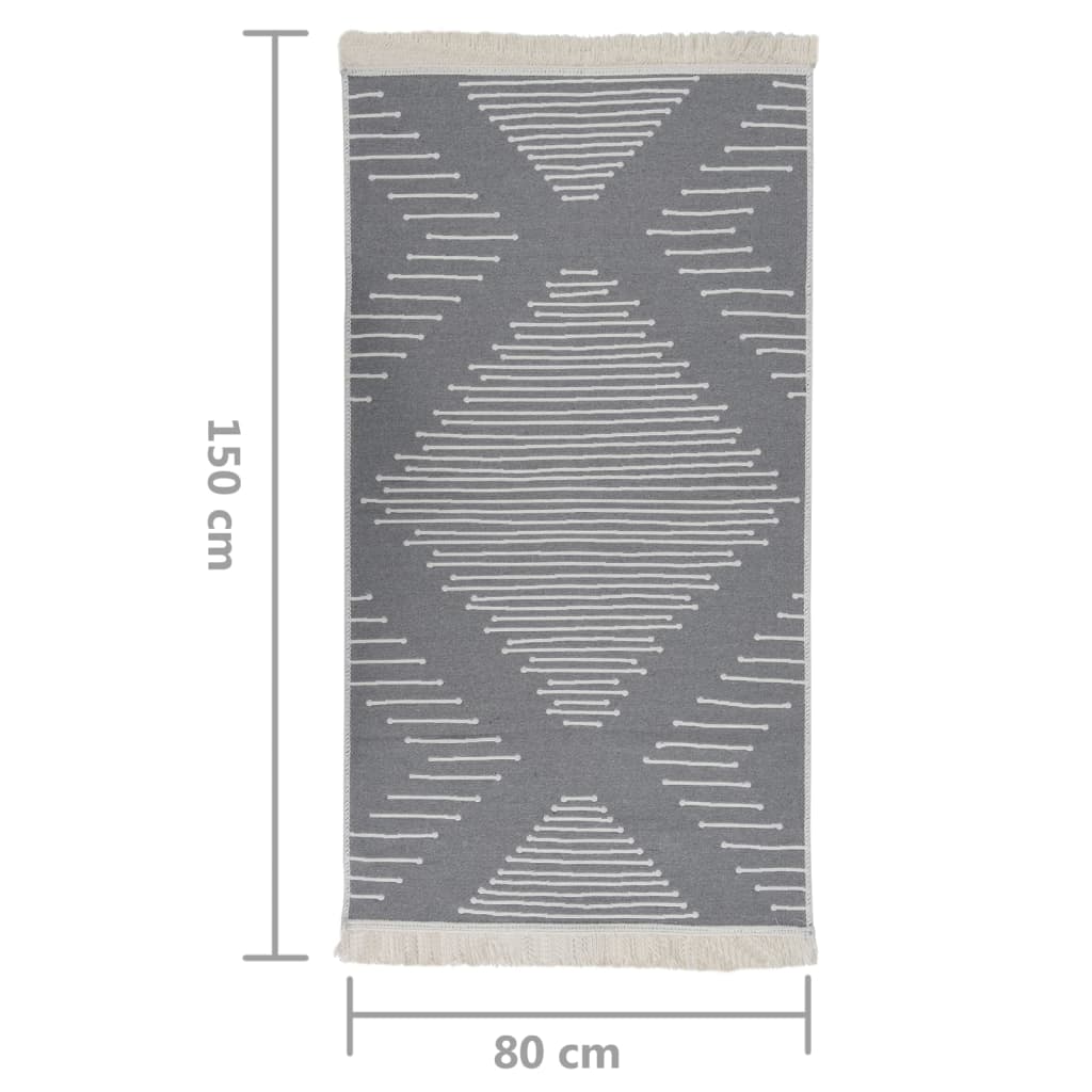 Teppich Dunkelgrau 80x150 cm Baumwolle