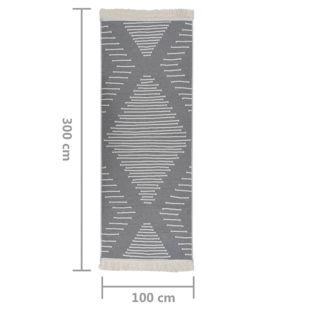 Teppich Dunkelgrau 100x300 cm Baumwolle