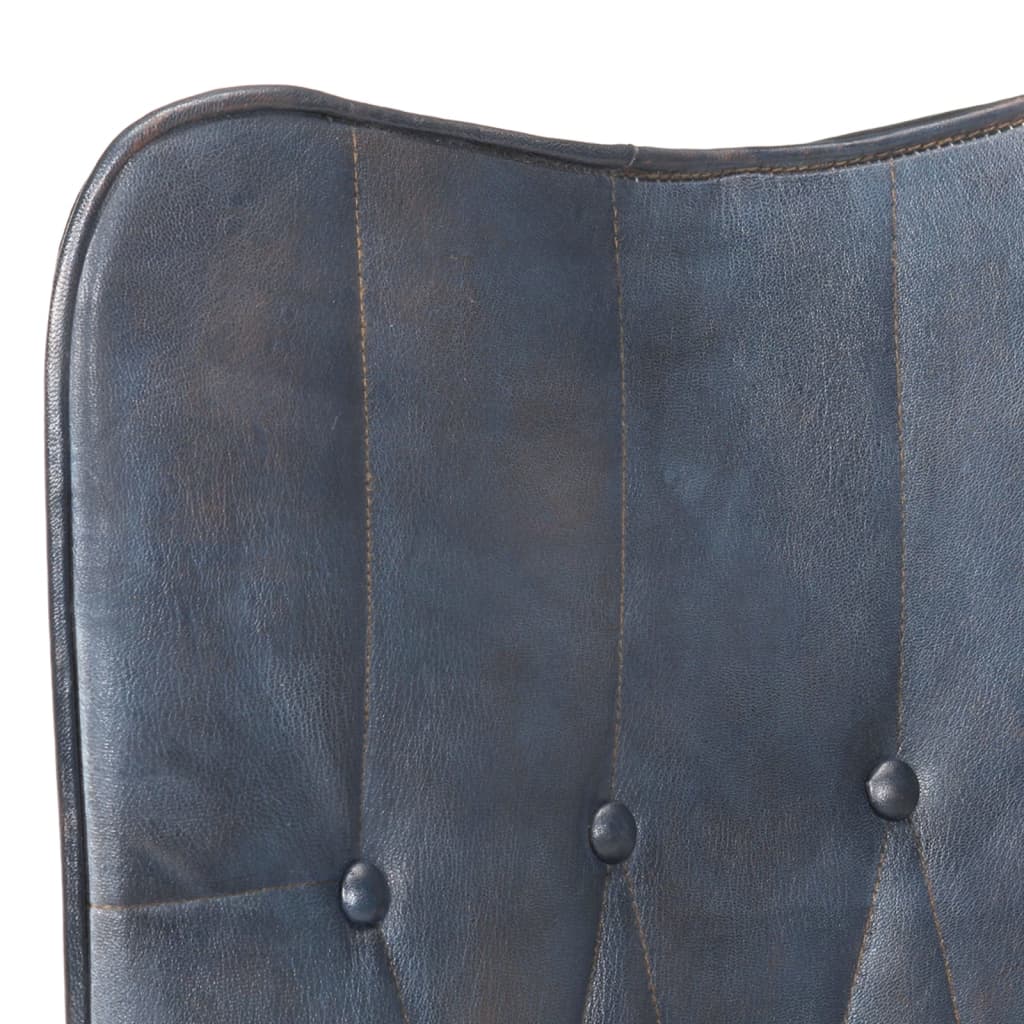 Fauteuil à oreilles en cuir véritable gris