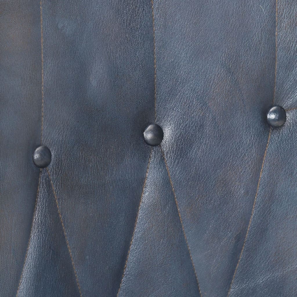 Fauteuil à oreilles en cuir véritable gris