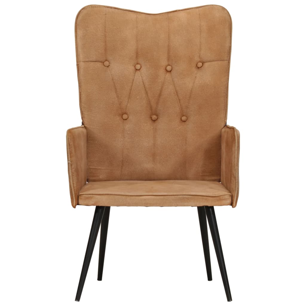 Fauteuil à oreilles en toile marron