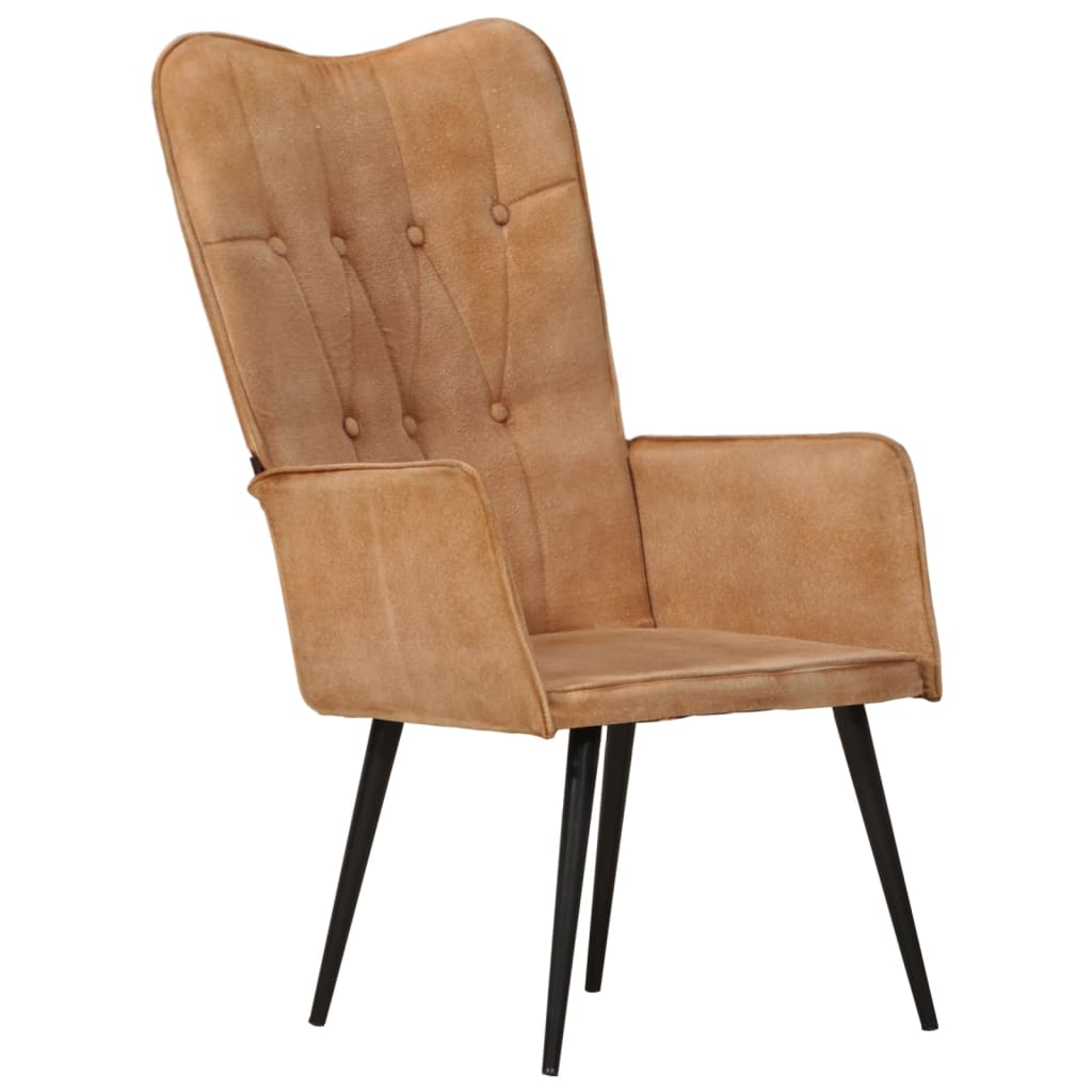 Fauteuil à oreilles en toile marron