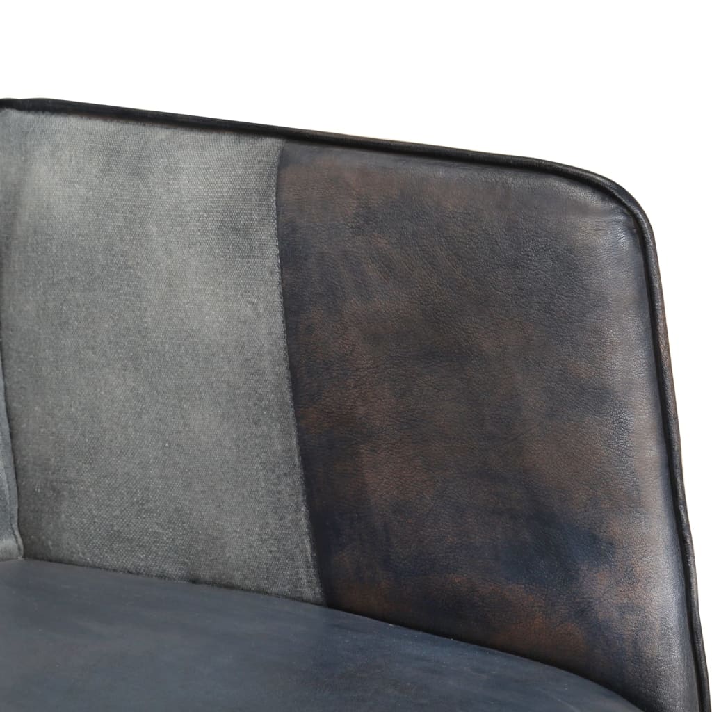 Fauteuil à oreilles en cuir véritable gris