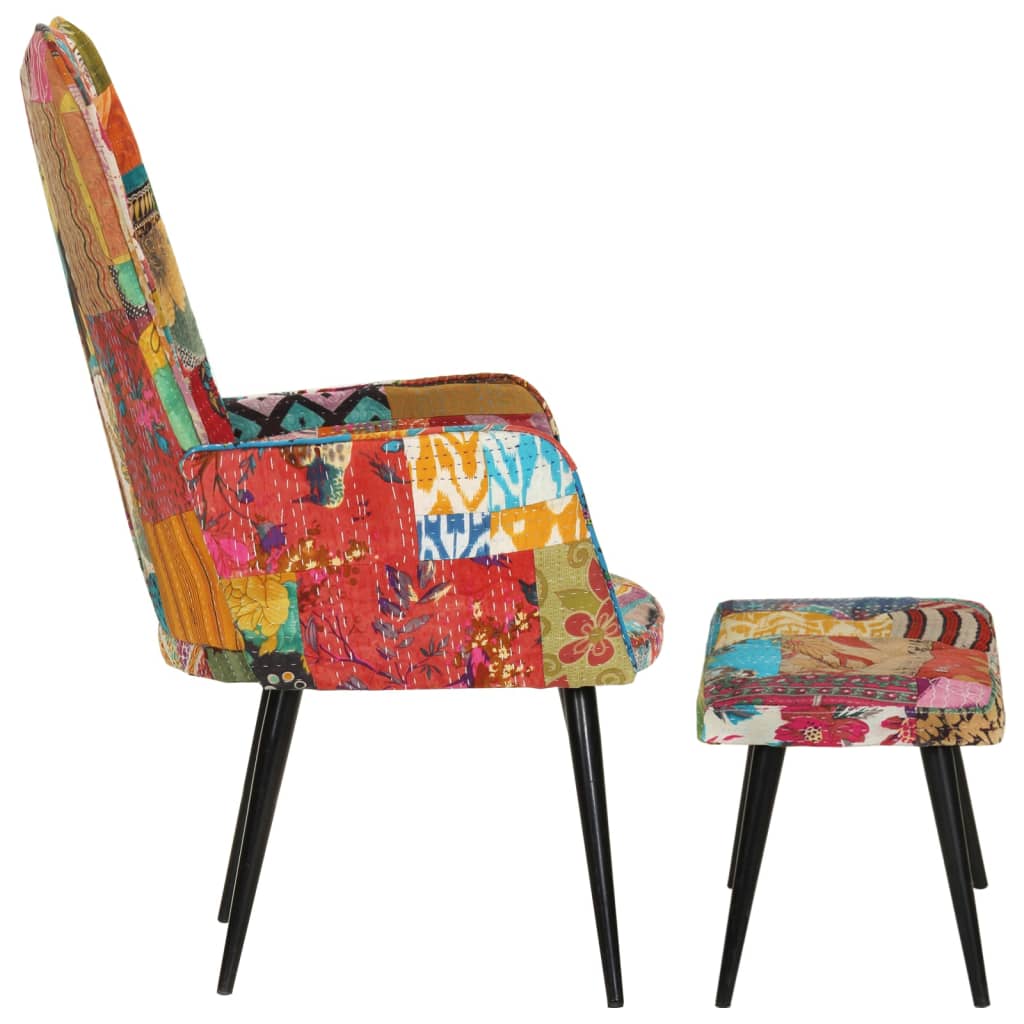 Sessel mit Hocker Mehrfarbig Patchwork Canvas