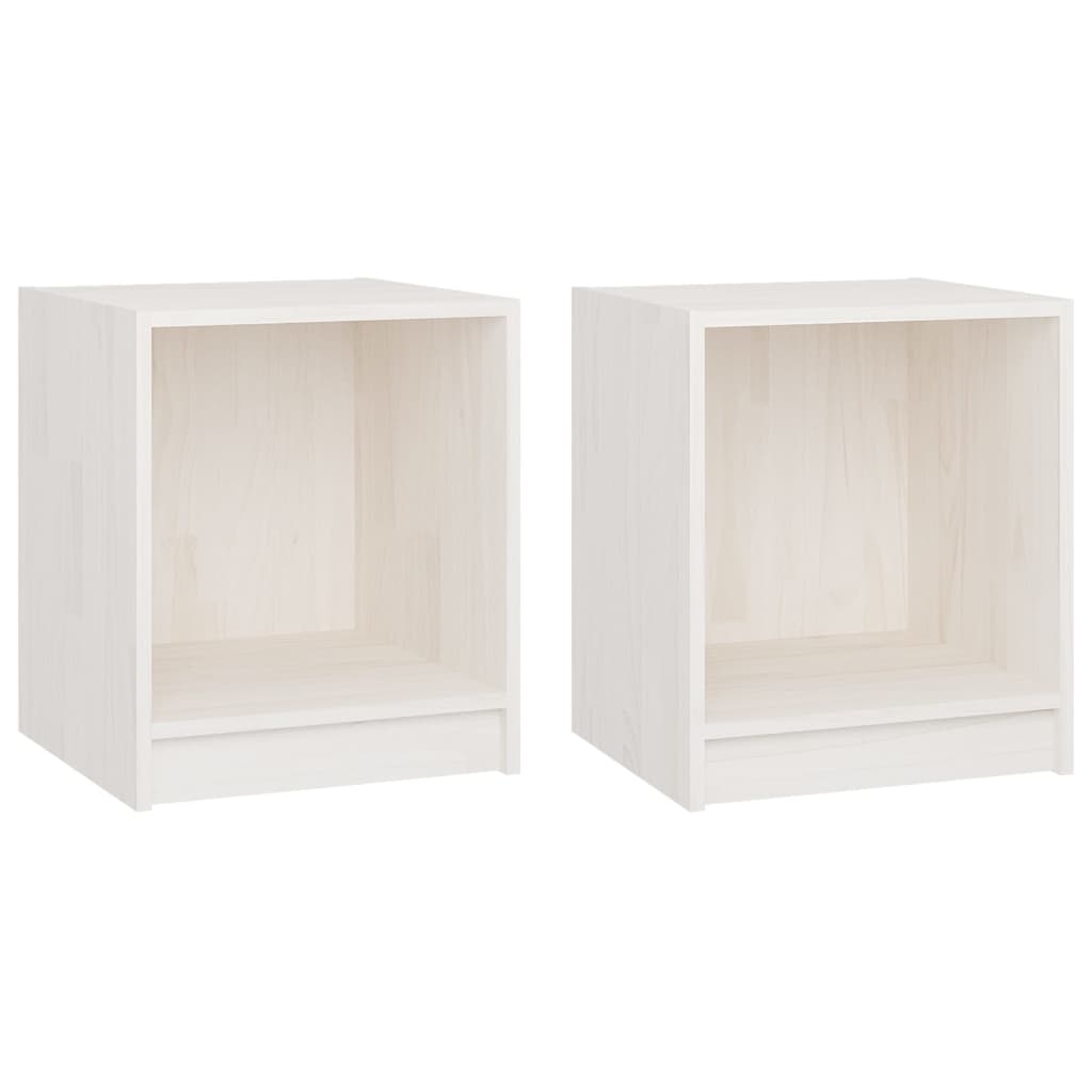 Tables de chevet 2 pcs. Blanc 35,5x33,5x41,5 cm en bois de pin massif