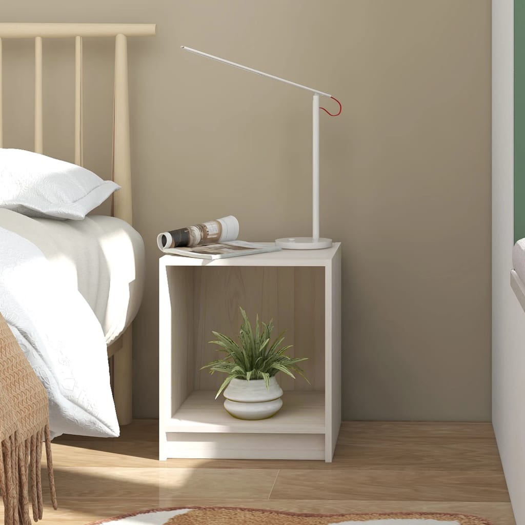 Tables de chevet 2 pcs. Blanc 35,5x33,5x41,5 cm en bois de pin massif