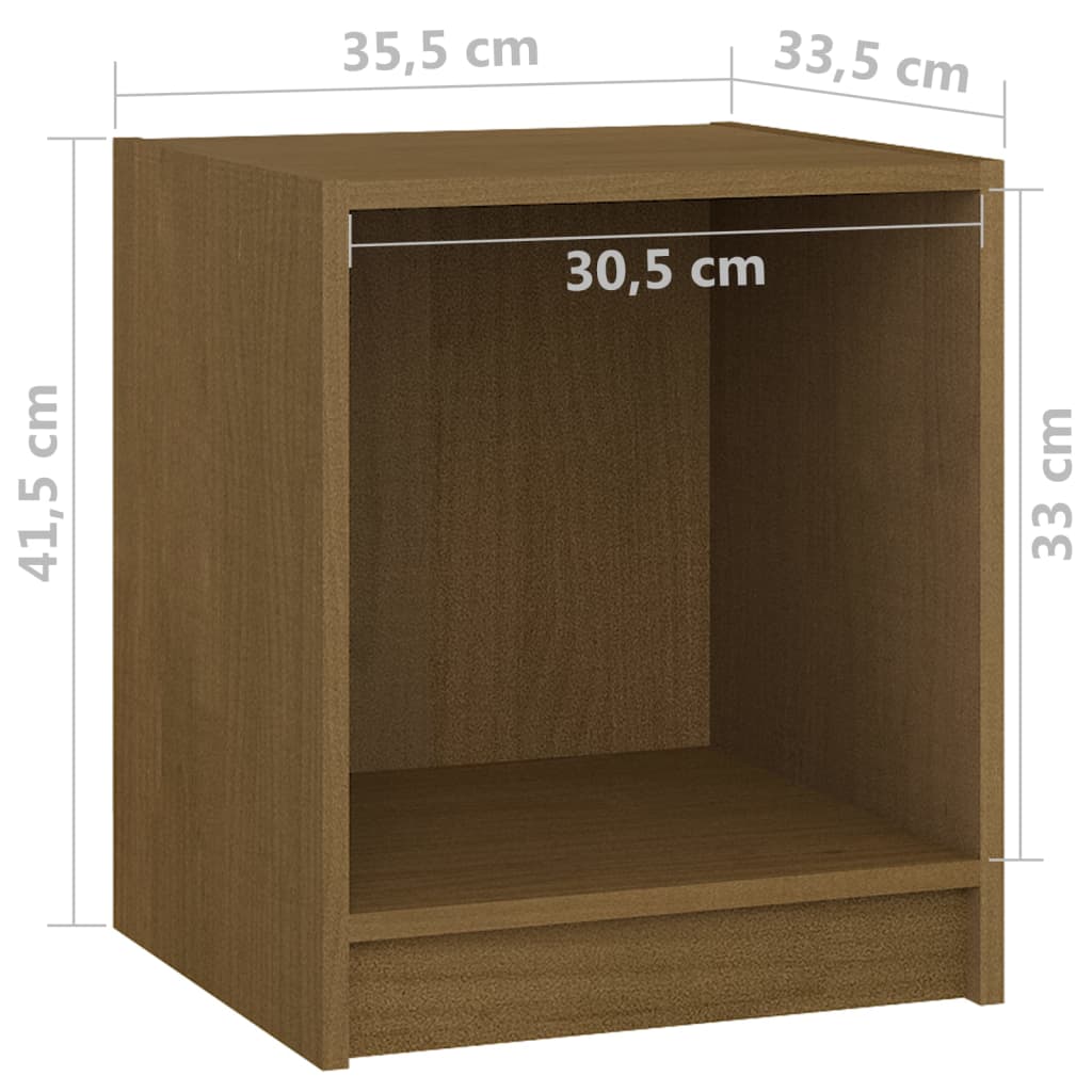 Bedside table honey brown 35.5x33.5x41.5 cm solid pine wood