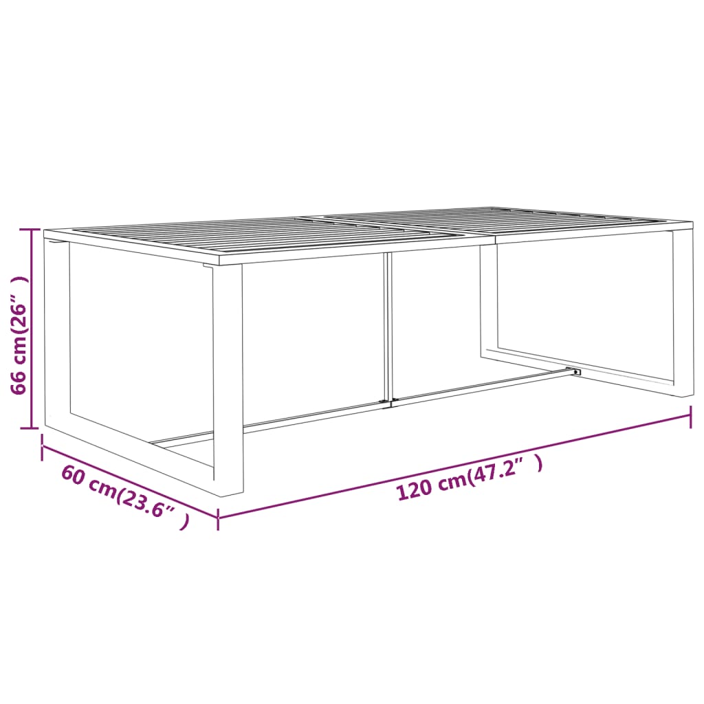 Table à manger de jardin anthracite 120x60x66 cm aluminium