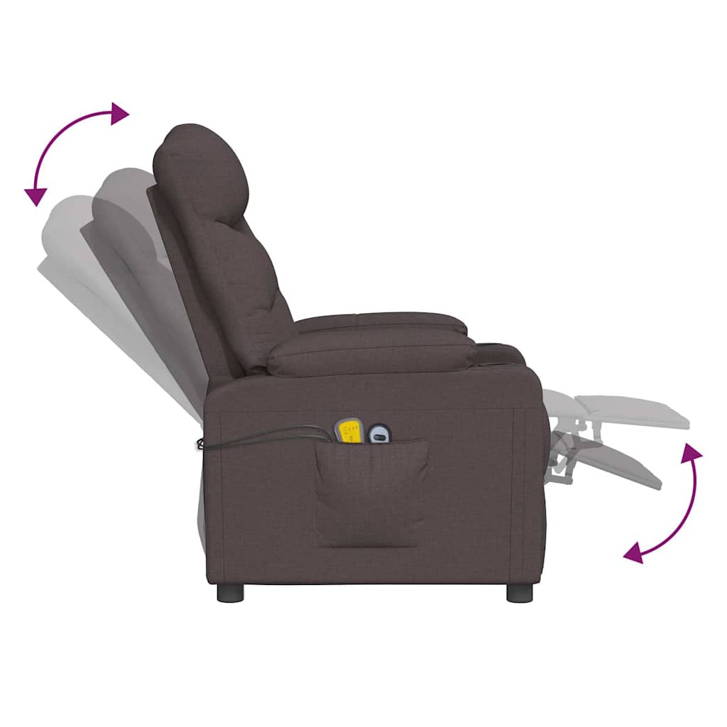 Massagesessel mit Aufstehhilfe Dunkelbraun Stoff