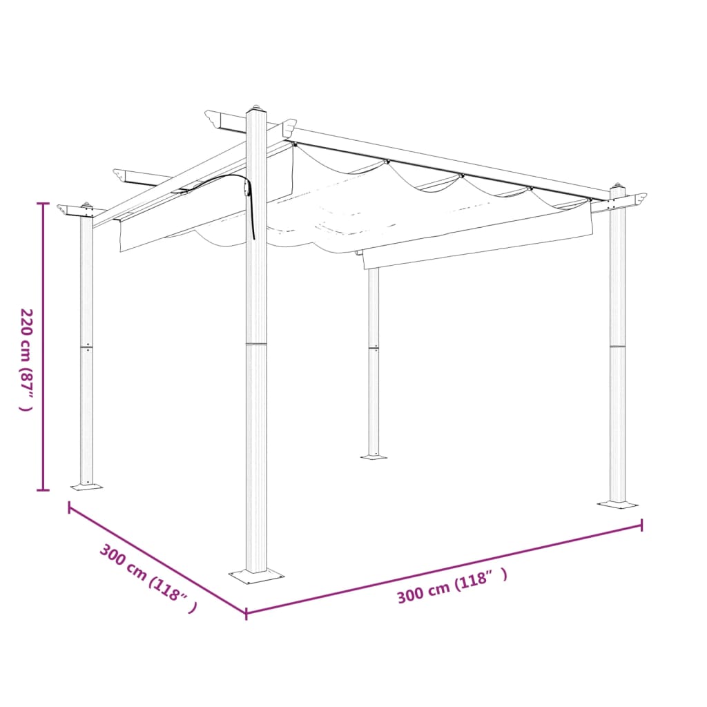 Pavillon avec toit extensible 3x3 m crème