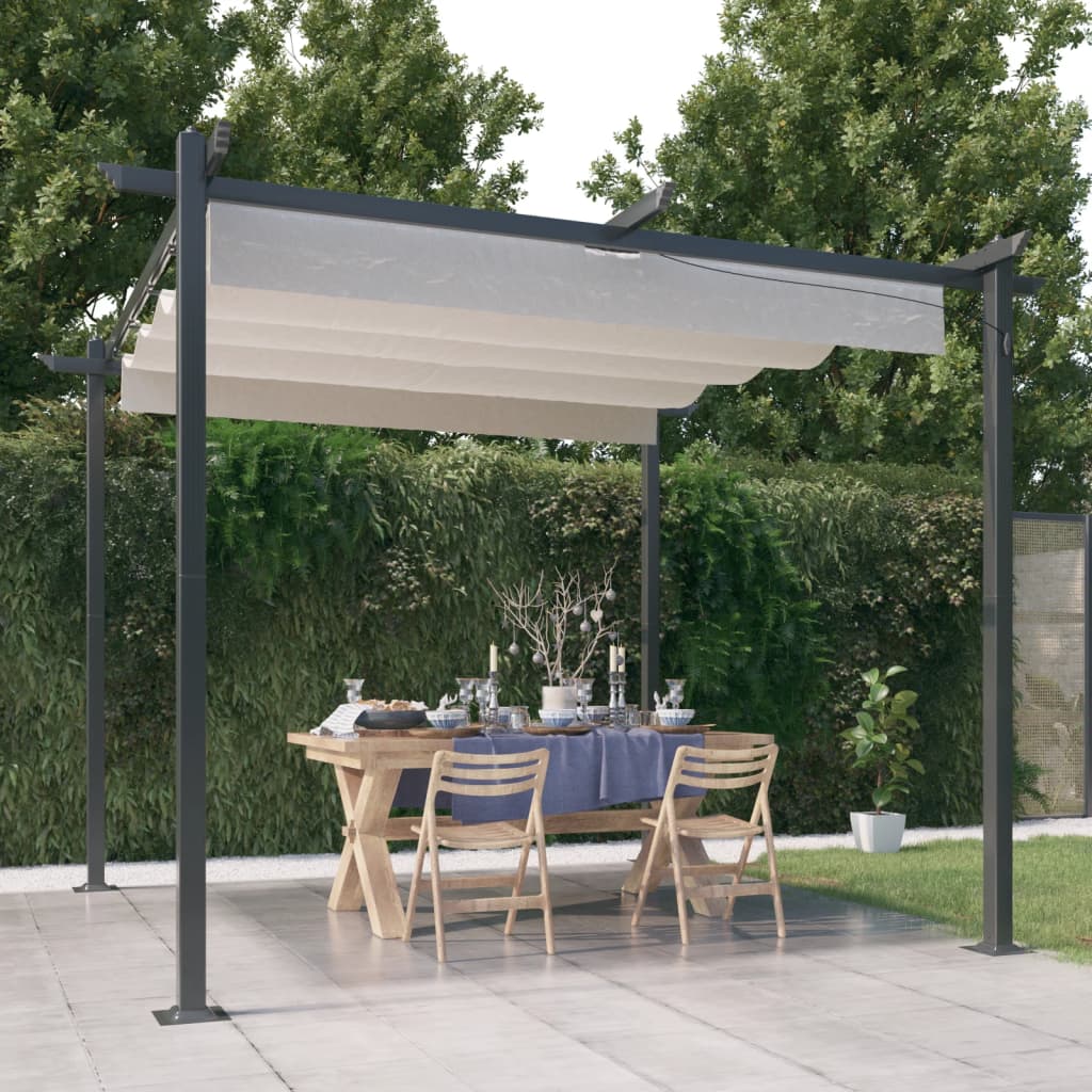 Pavillon avec toit extensible 3x3 m crème