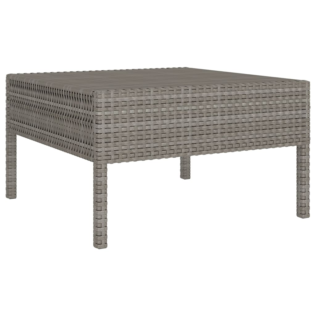 10 pièces. Salon de jardin avec coussins poly rotin gris