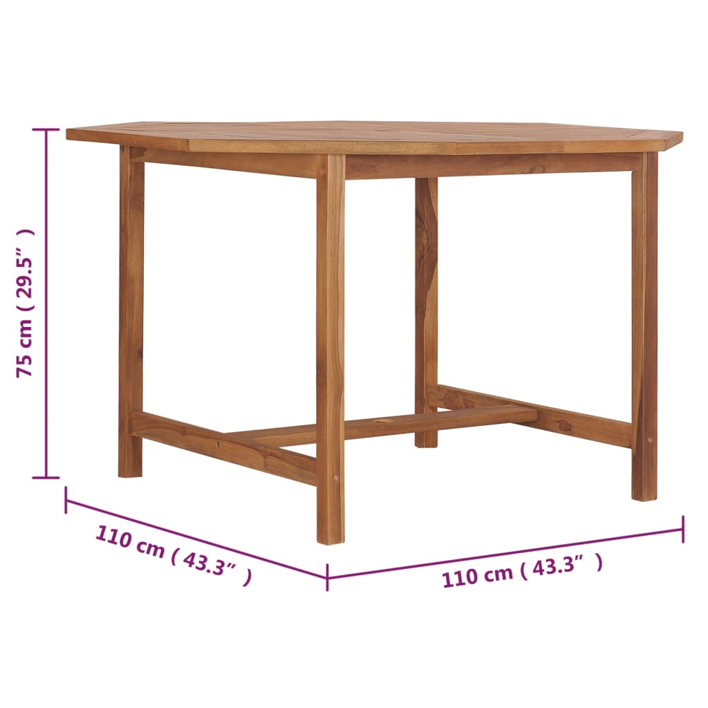 Table à manger de jardin 110x110x75 cm en bois de teck massif