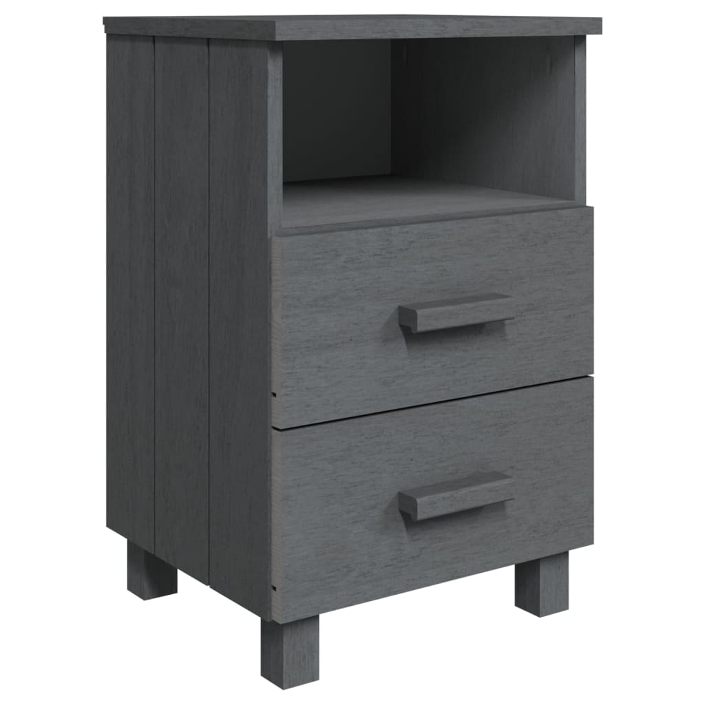 Nachttische HAMAR 2 Stk. Dunkelgrau 40x35x62 cm Massivholz