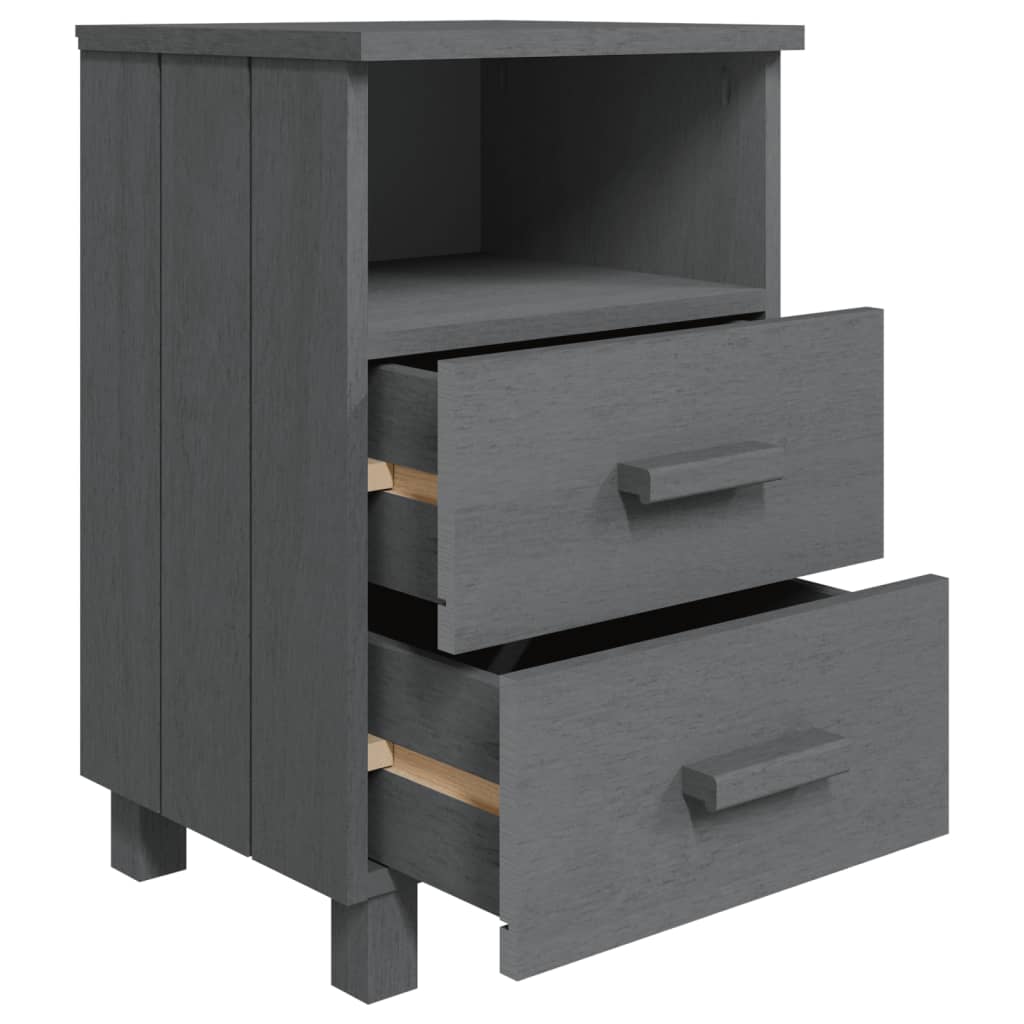 Nachttische HAMAR 2 Stk. Dunkelgrau 40x35x62 cm Massivholz
