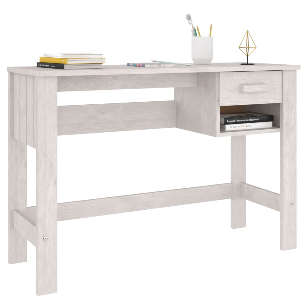 Schreibtisch HAMAR Weiß 110x40x75 cm Massivholz Kiefer